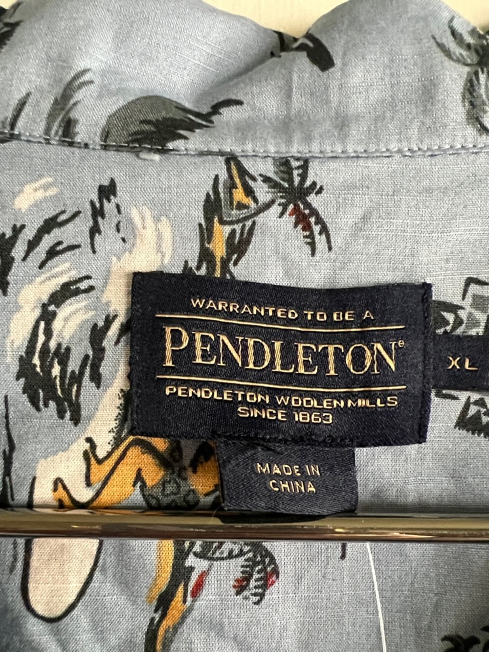 Pendleton Light Blue Tropical-Print Camp Shirt - Picture 4 of 8